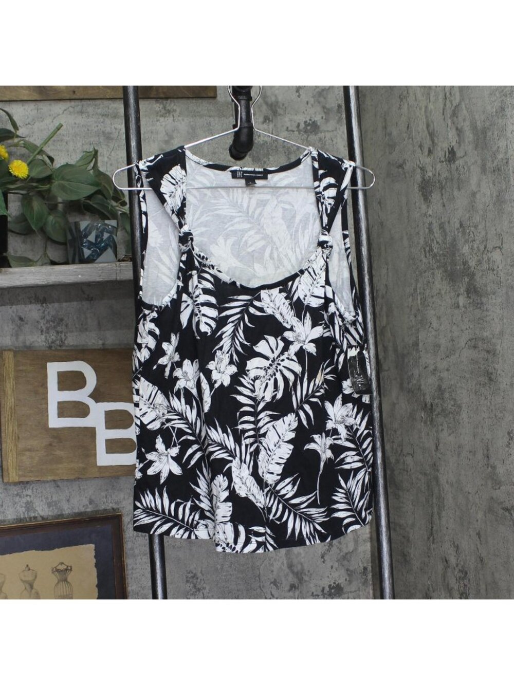 INC International Concepts Womens Knot-Strap Tank Top 100146682 Black Multi L